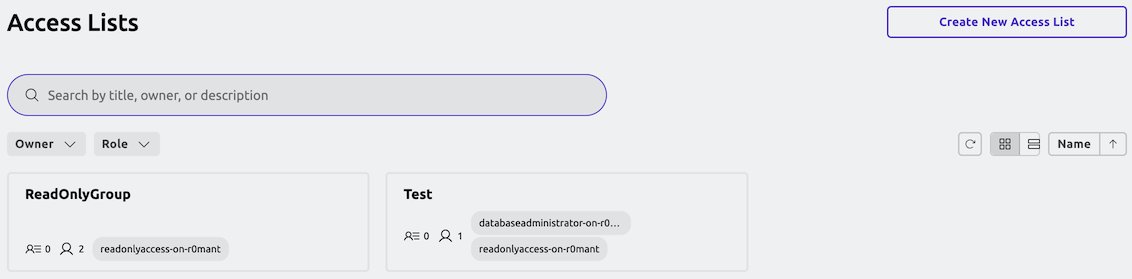Access Lists view