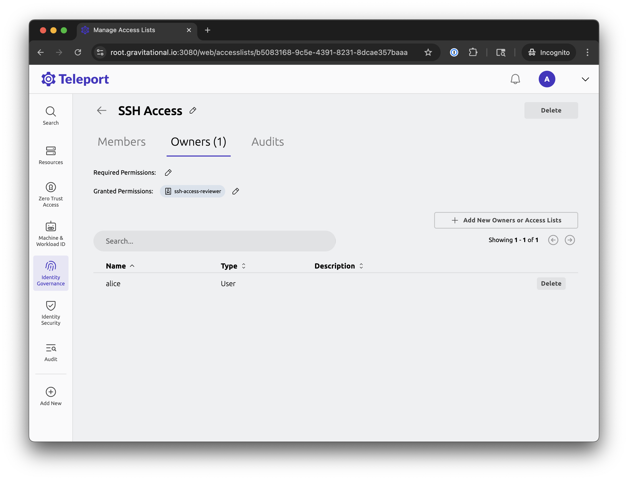 access list owners